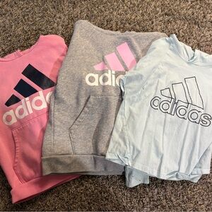 Adidas Kids' Sweatshirt Set - Pink, Gray, and Light Blue